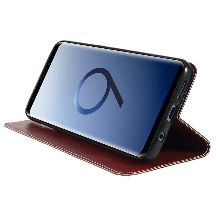 Contrast Color Auto-absorbed Card Slot Leather Stand Case for Samsung Galaxy S9 Plus SM-G965 - Black-6