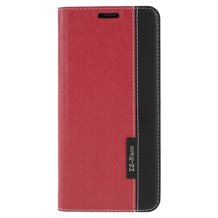 Contrast Color Auto-absorbed Card Slot Leather Stand Cover for Samsung Galaxy S9 Plus SM-G965 - Red-1
