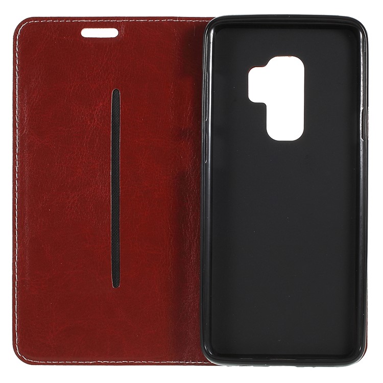 Contrast Color Auto-absorbed Card Slot Leather Stand Cover for Samsung Galaxy S9 Plus SM-G965 - Red-7