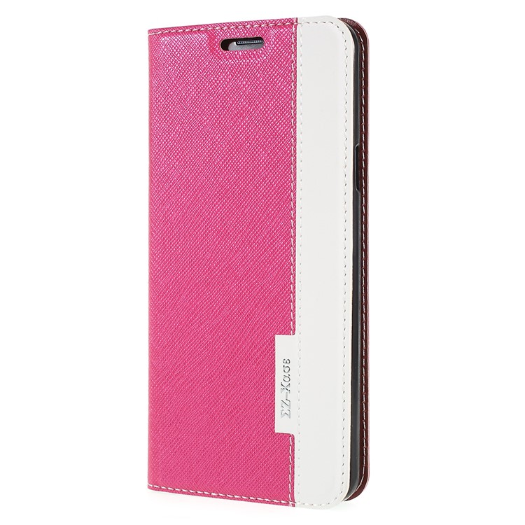 Contrast Color Auto-absorbed Card Slot Leather Stand Shell for Samsung Galaxy S9+ SM-G965 - Rose-2
