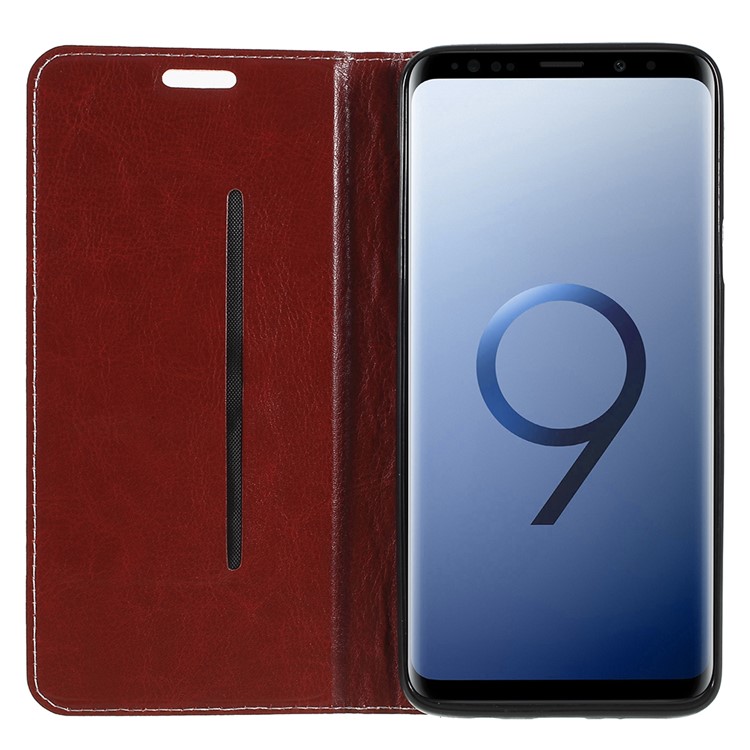 Contrast Color Auto-absorbed Card Slot Leather Stand Casing for Samsung Galaxy S9+ SM-G965 - Gold-6