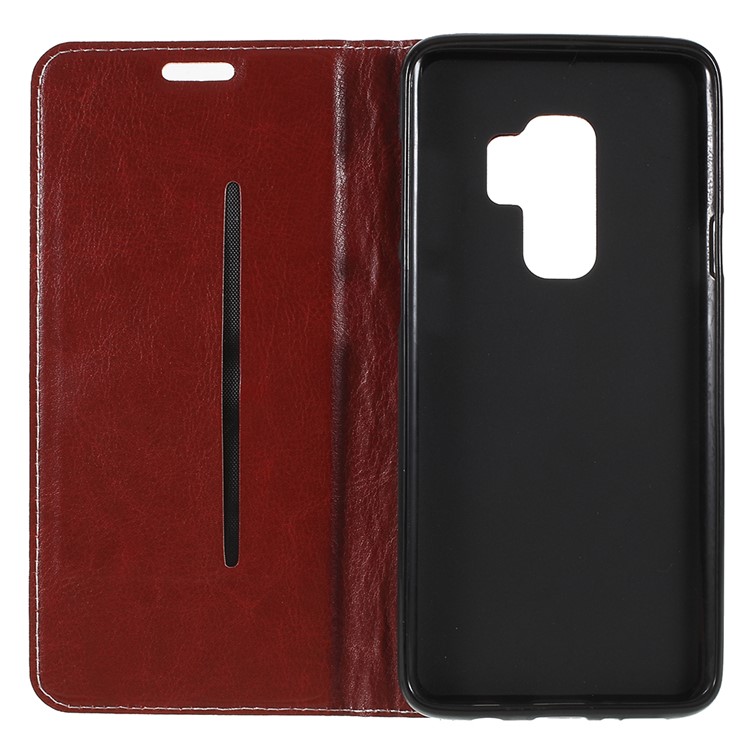 Contrast Color Auto-absorbed Card Slot Leather Stand Casing for Samsung Galaxy S9+ SM-G965 - Gold-7