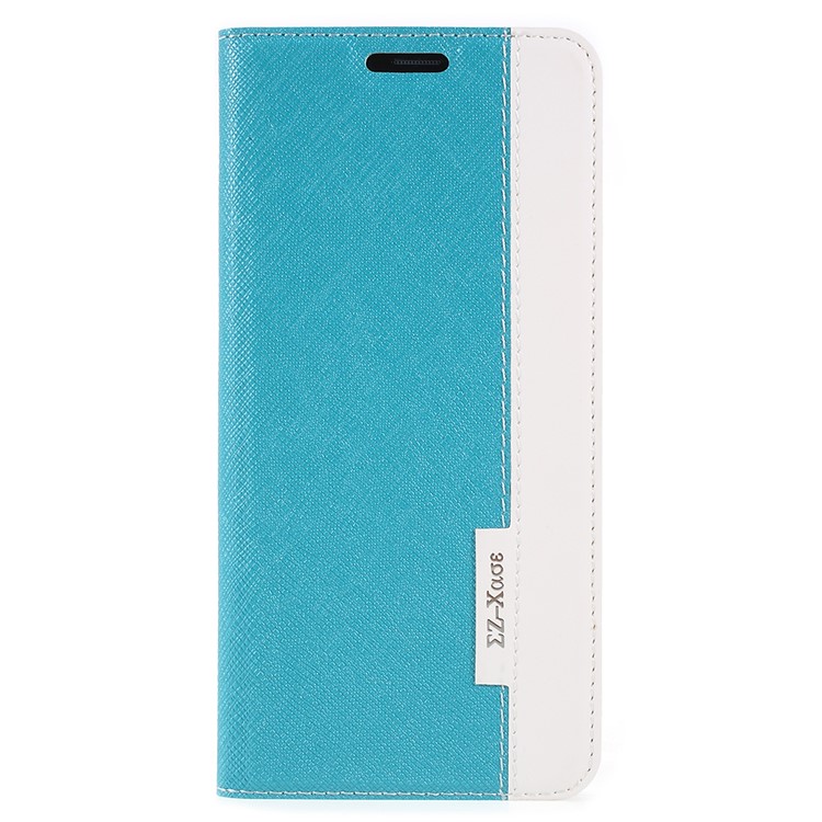 Contrast Color Auto-absorbed Card Slot Leather Stand Mobile Phone Case for Samsung Galaxy S9+ SM-G965 - Blue-1