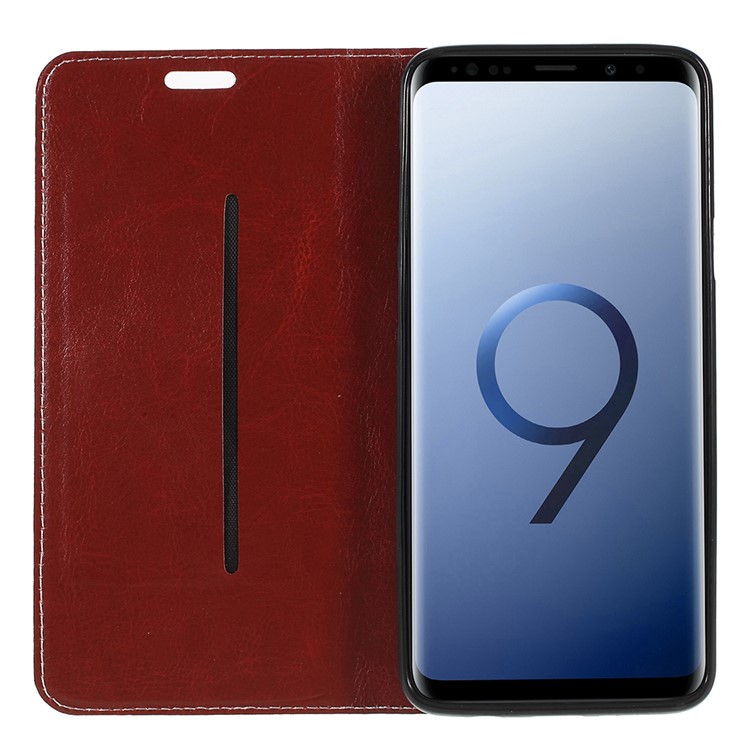 Contrast Color Auto-absorbed Card Slot Leather Stand Mobile Phone Case for Samsung Galaxy S9+ SM-G965 - Blue-6
