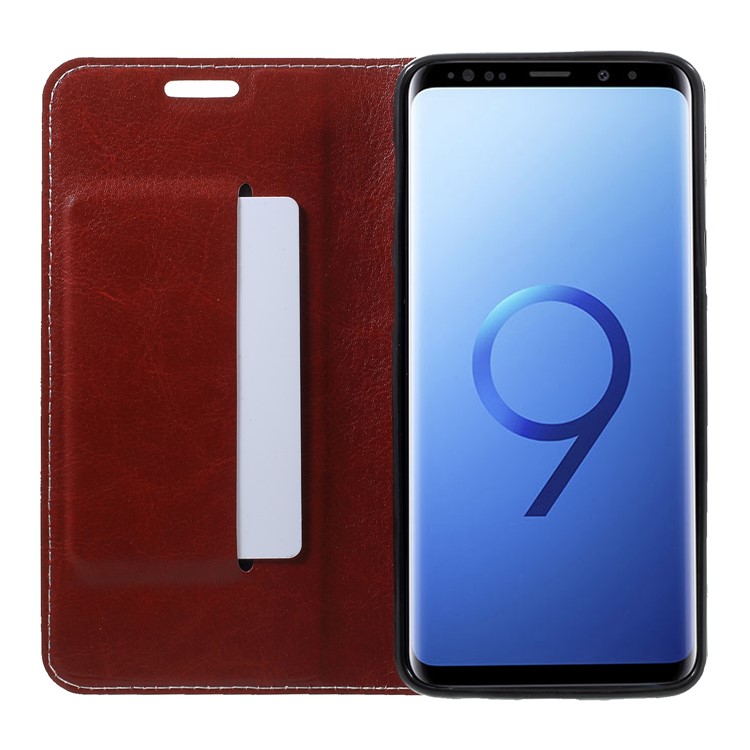 Contrast Color Auto-absorbed Card Slot Leather Stand Case for Samsung Galaxy S9 SM-G960 - Black-6