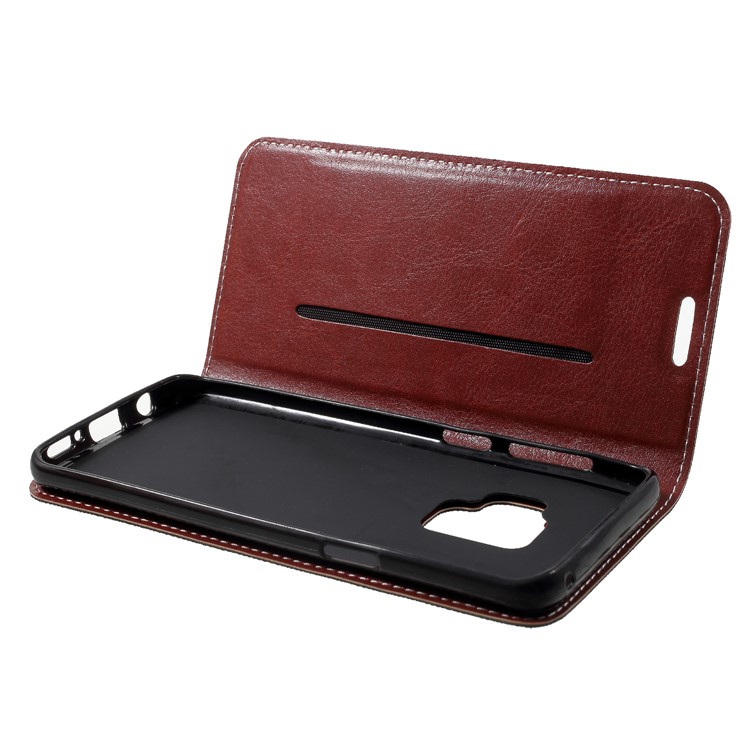 Contrast Color Auto-absorbed Card Slot Leather Stand Case for Samsung Galaxy S9 SM-G960 - Black-9