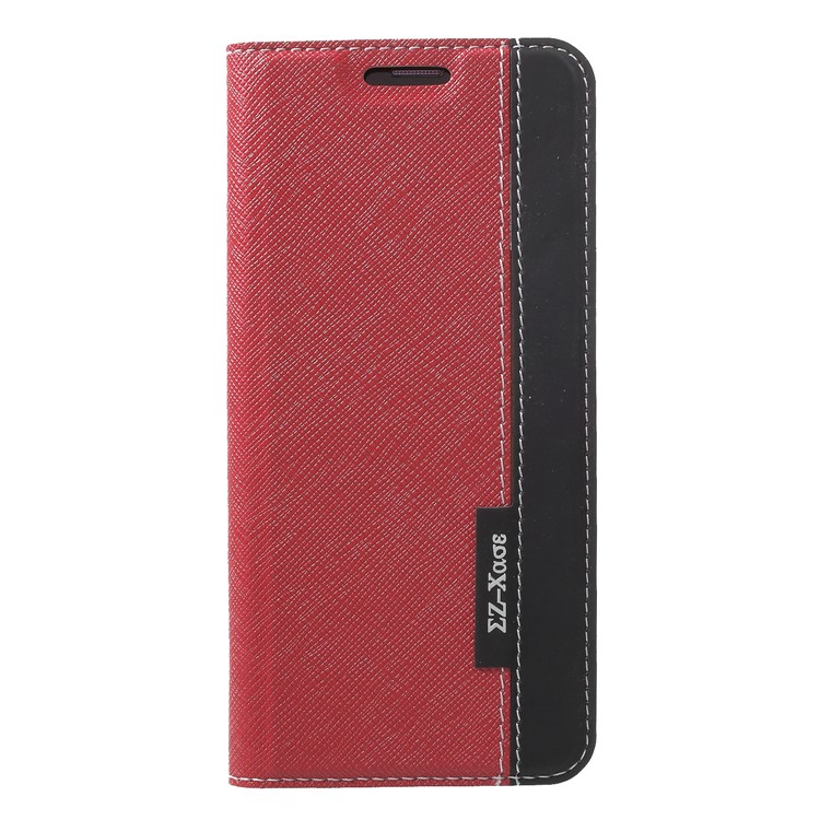 Contrast Color Auto-absorbed Card Holder Leather Stand Case for Samsung Galaxy S9 SM-G960 - Red-1
