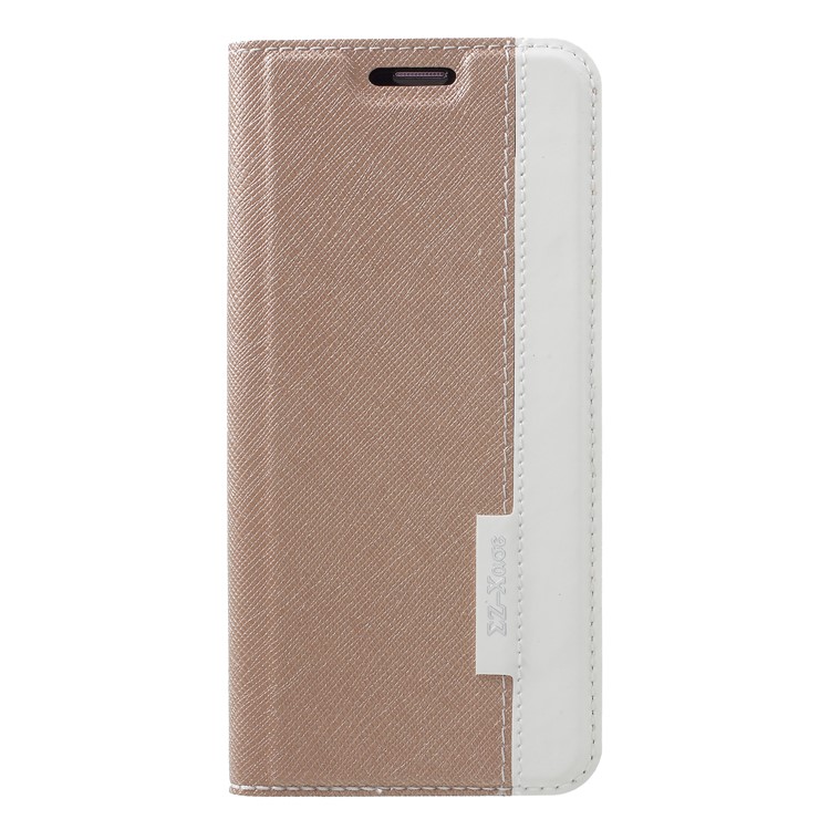 Contrast Color Auto-absorbed Card Slot Leather Stand Shell for Samsung Galaxy S9 SM-G960 - Gold-1