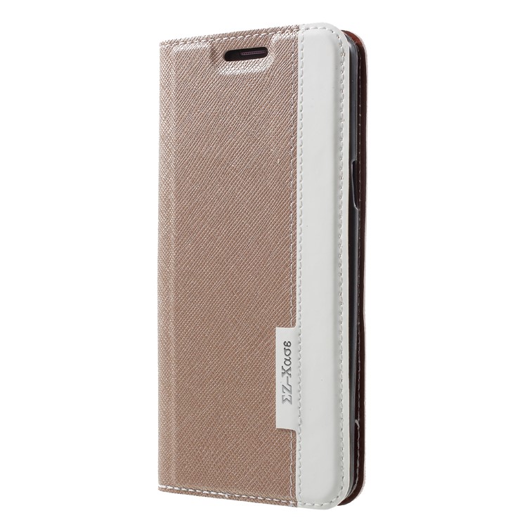 Contrast Color Auto-absorbed Card Slot Leather Stand Shell for Samsung Galaxy S9 SM-G960 - Gold-3