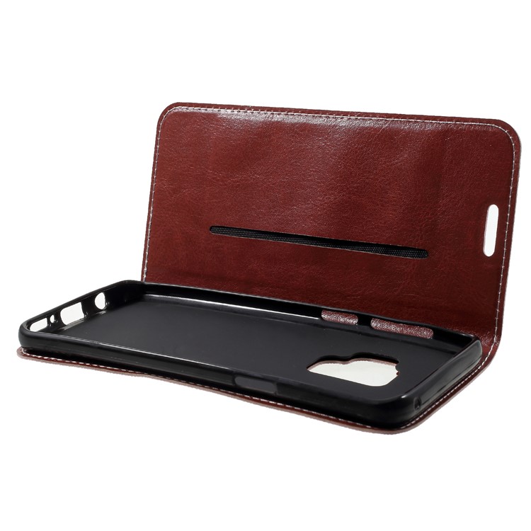 Contrast Color Auto-absorbed Card Slot Leather Stand Shell for Samsung Galaxy S9 SM-G960 - Gold-7