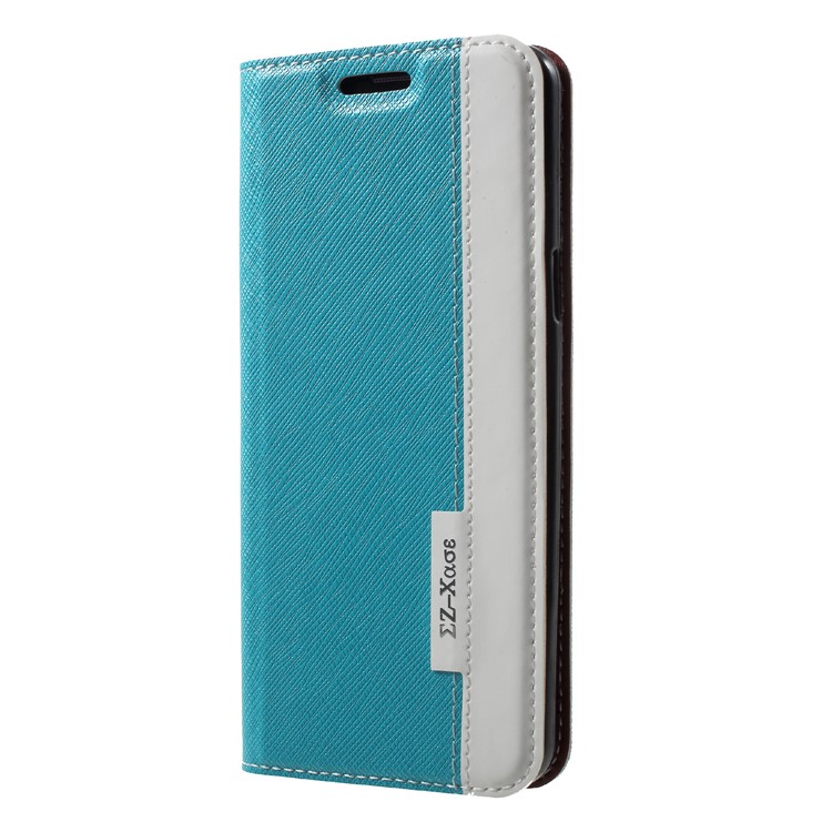 Contrast Color Auto-absorbed Card Slot Leather Stand Casing for Samsung Galaxy S9 SM-G960 - Blue-3