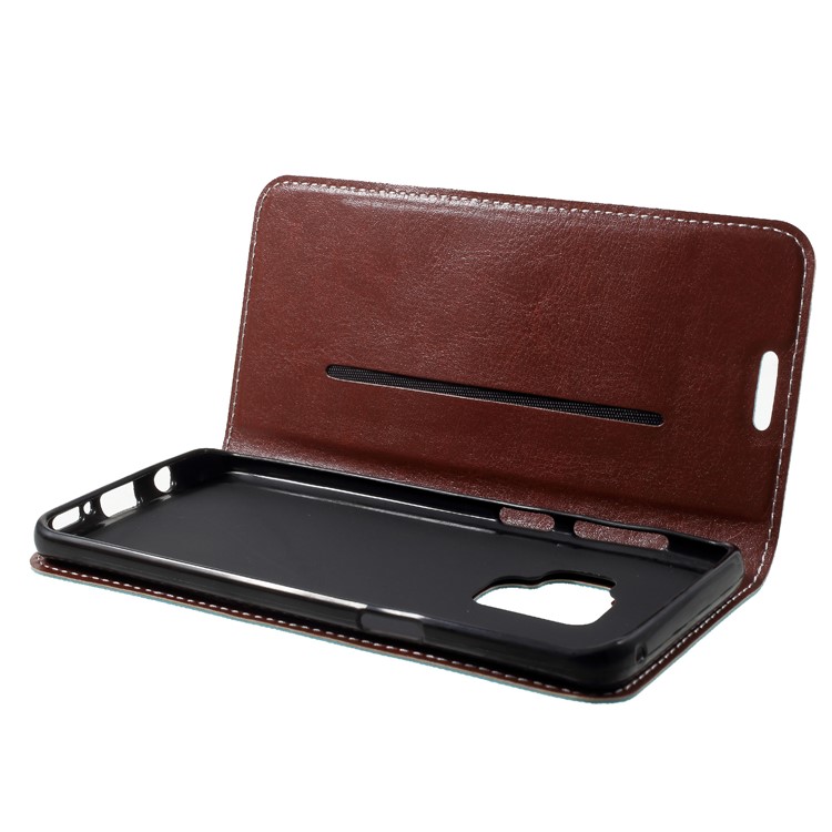 Contrast Color Auto-absorbed Card Slot Leather Stand Casing for Samsung Galaxy S9 SM-G960 - Blue-7