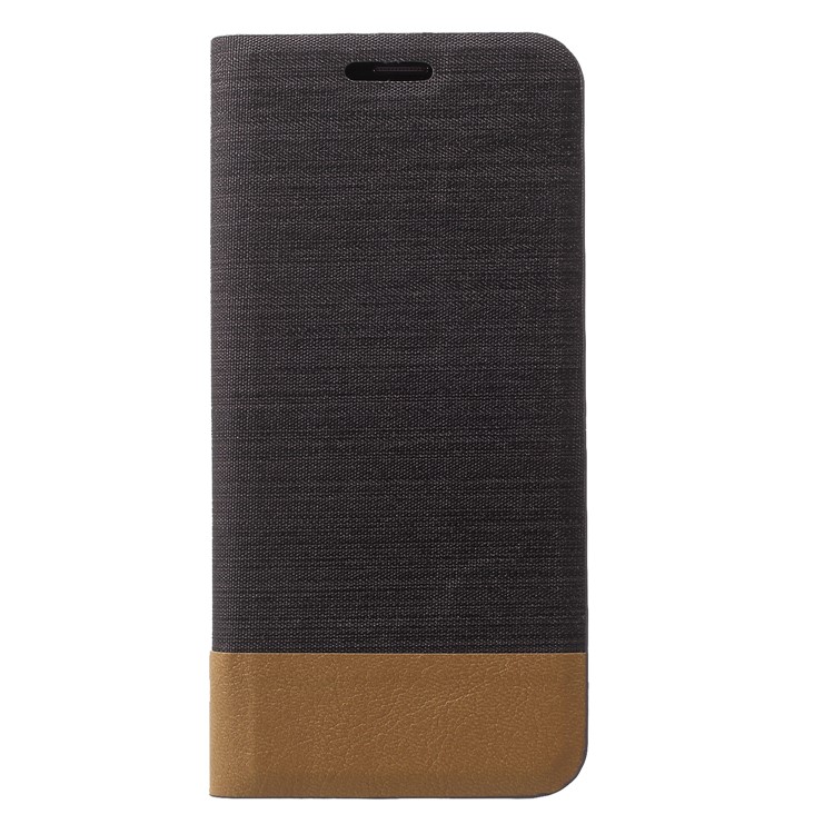 Contrast Color Canvas Texture Leather Stand Case for Samsung Galaxy S9 SM-G960 - Black-3