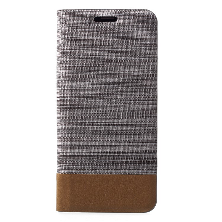 Contrast Color Canvas Texture Leather Stand Cover for Samsung Galaxy S9 SM-G960 - Light Grey-1