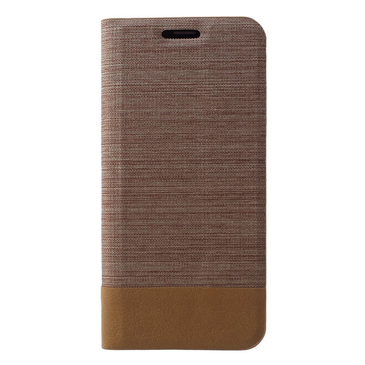 Contrast Color Canvas Texture Leather Stand Shell for Samsung Galaxy S9 SM-G960 - Khaki-1
