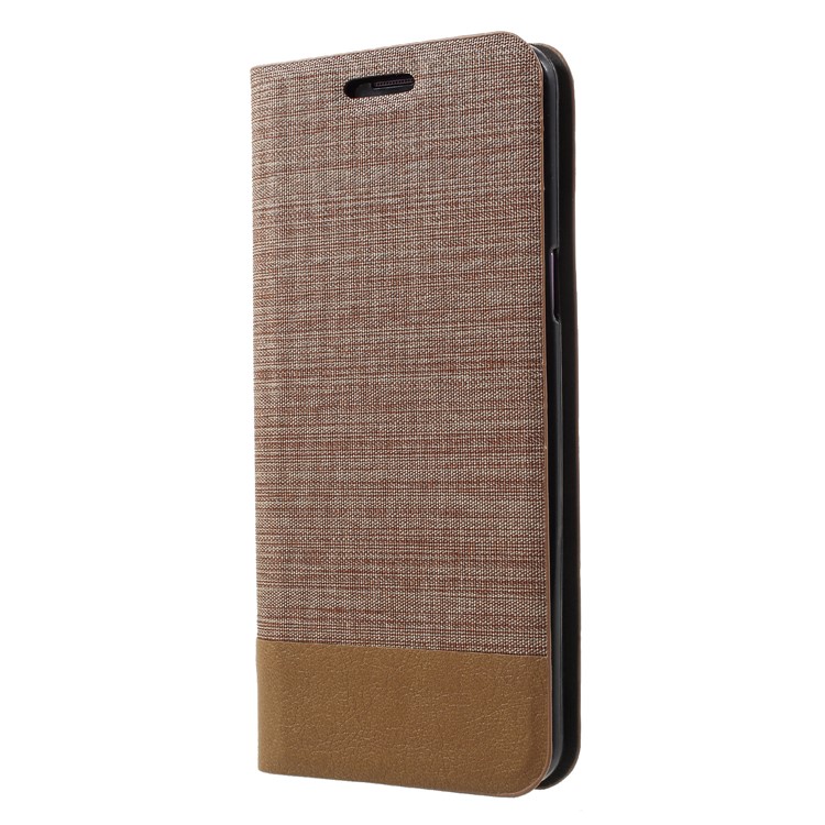 Contrast Color Canvas Texture Leather Stand Shell for Samsung Galaxy S9 SM-G960 - Khaki-3
