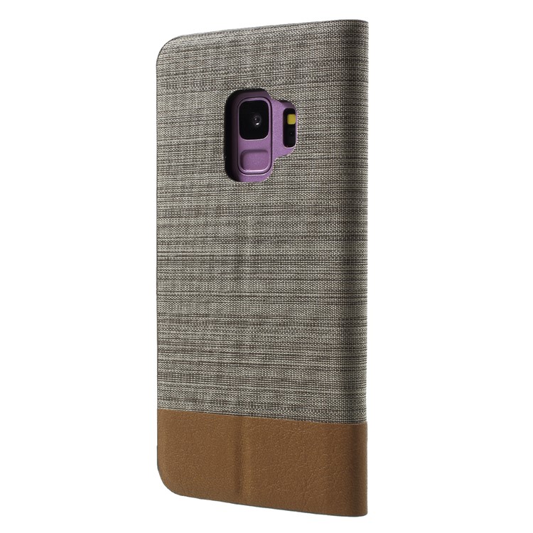 Contrast Color Canvas Texture Leather Mobile Case for Samsung Galaxy S9 SM-G960 - Dark Grey-2