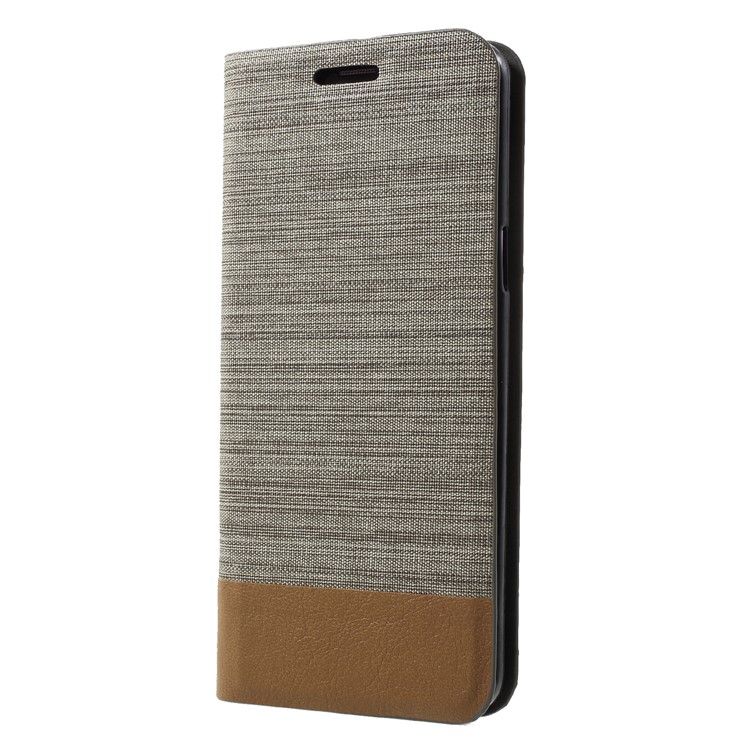 Contrast Color Canvas Texture Leather Mobile Case for Samsung Galaxy S9 SM-G960 - Dark Grey-3