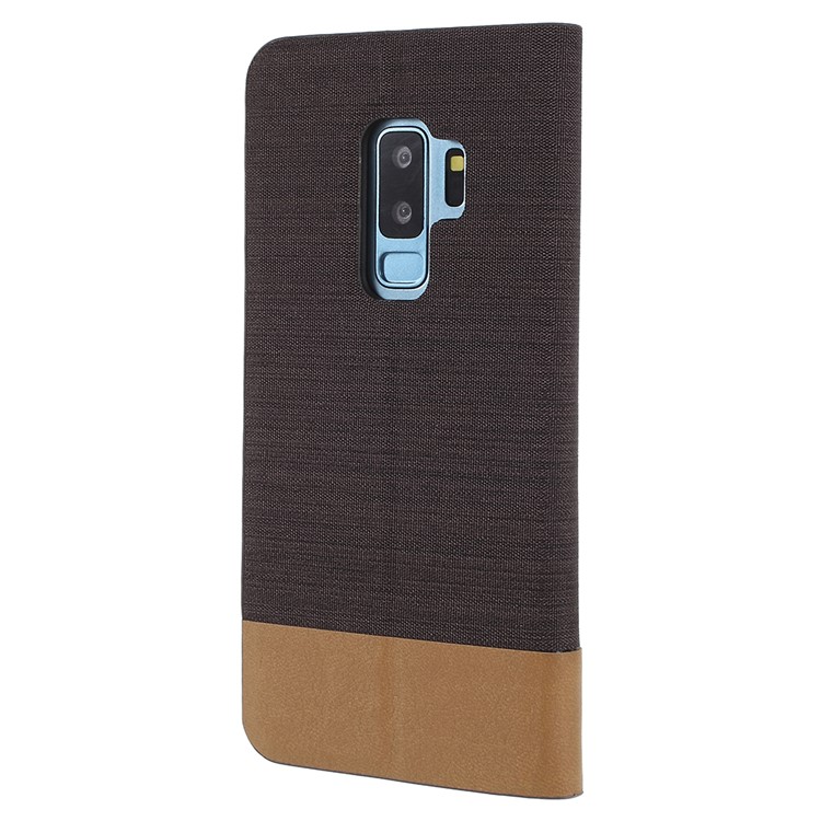 Contrast Color Canvas Texture Leather Case for Samsung Galaxy S9+ SM-G965 - Black-2