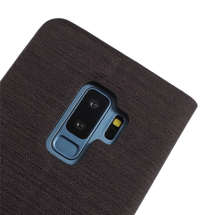 Contrast Color Canvas Texture Leather Case for Samsung Galaxy S9+ SM-G965 - Black-5