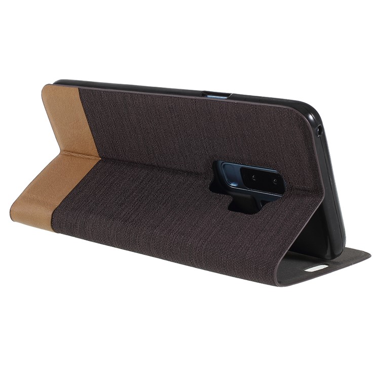 Contrast Color Canvas Texture Leather Case for Samsung Galaxy S9+ SM-G965 - Black-7