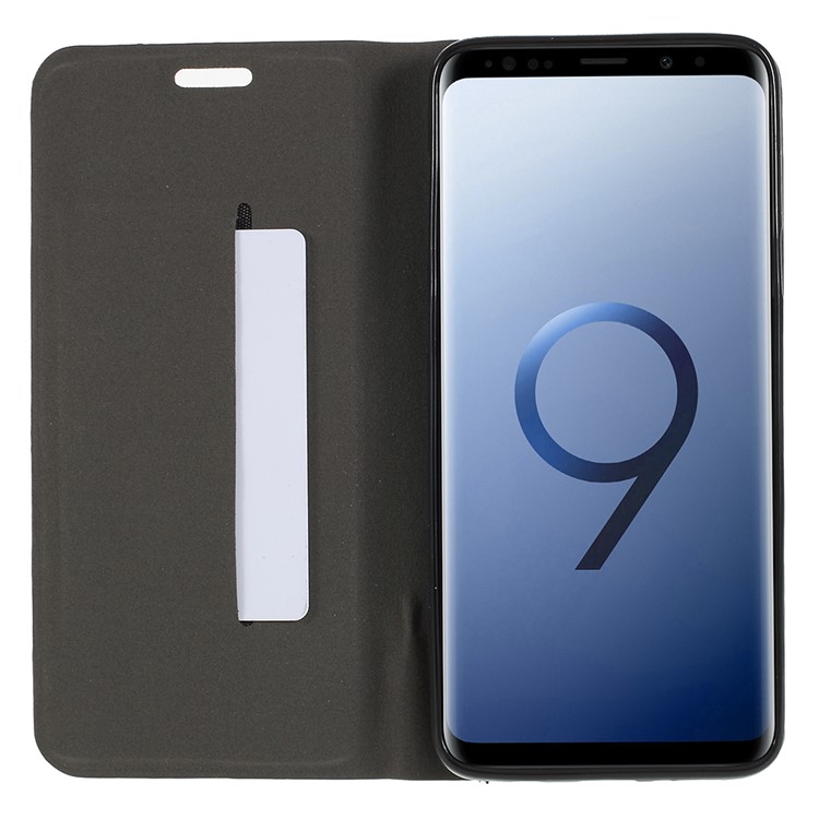 Contrast Color Canvas Texture Leather Case for Samsung Galaxy S9+ SM-G965 - Black-8