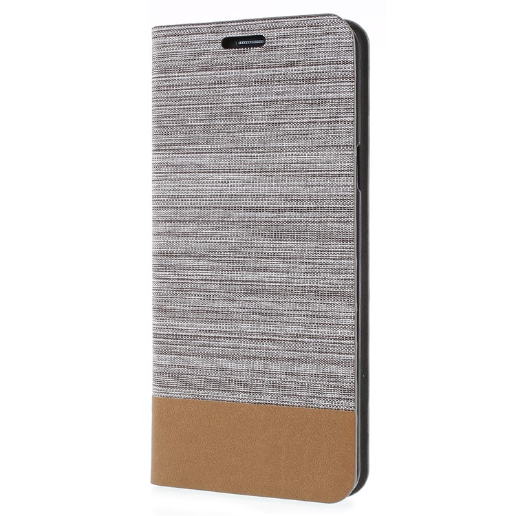 Contrast Color Canvas Texture Leather Cover for Samsung Galaxy S9+ SM-G965 - Light Grey-2