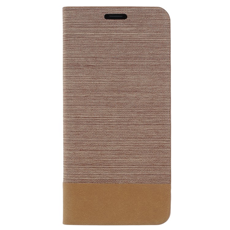 Contrast Color Canvas Texture Leather Shell for Samsung Galaxy S9+ SM-G965 - Khaki-1