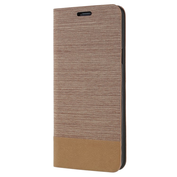 Contrast Color Canvas Texture Leather Shell for Samsung Galaxy S9+ SM-G965 - Khaki-2