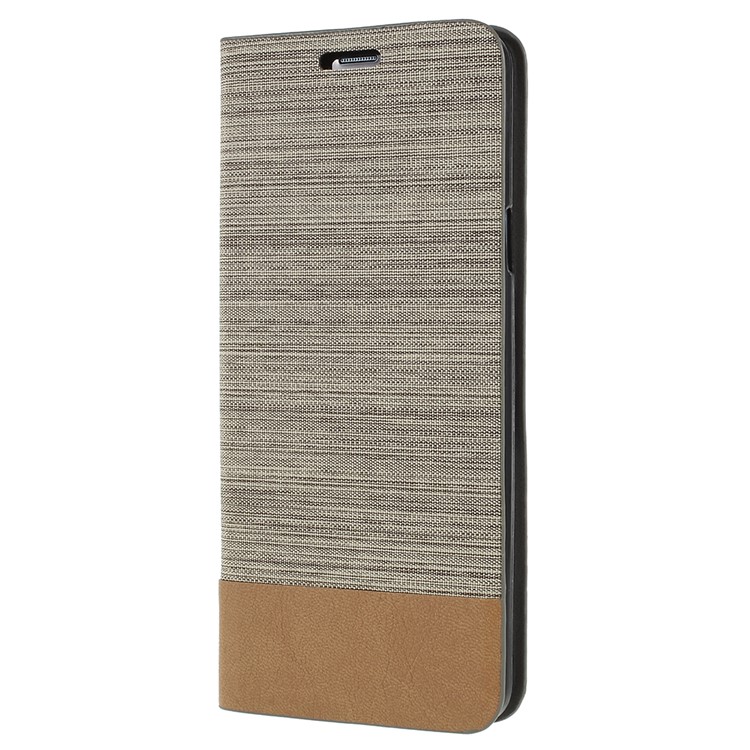 Contrast Color Canvas Texture Leather Casing for Samsung Galaxy S9 Plus SM-G965 - Dark Grey-2