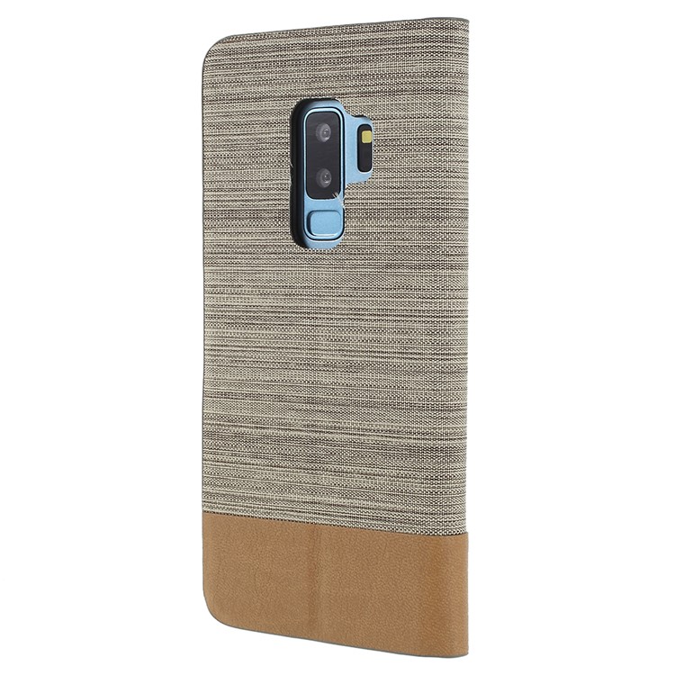 Contrast Color Canvas Texture Leather Casing for Samsung Galaxy S9 Plus SM-G965 - Dark Grey-3