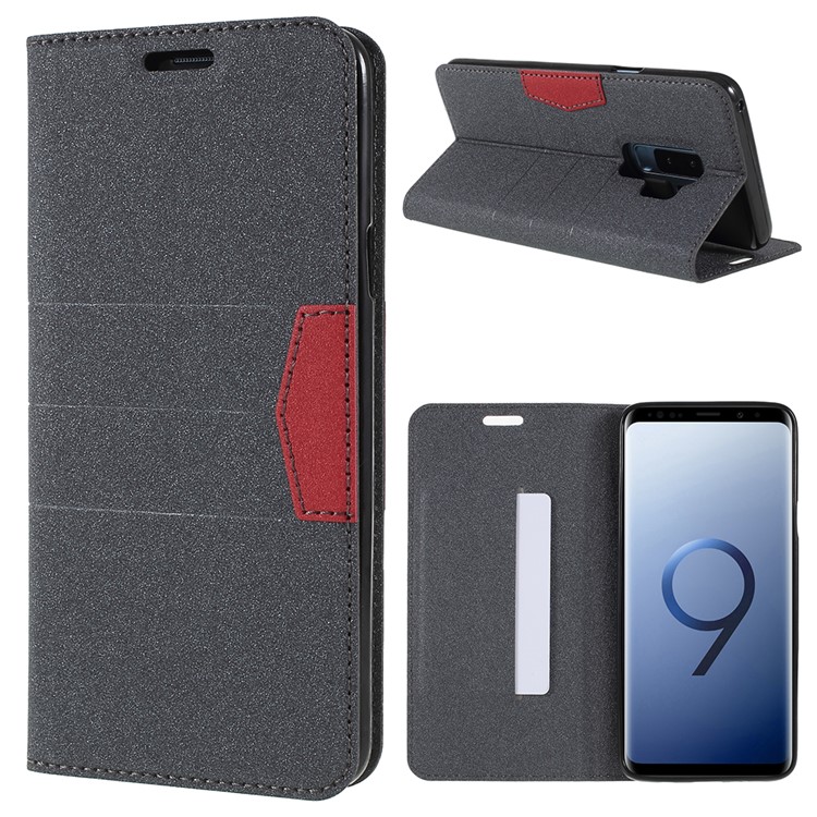 Matte Surface PU Leather Auto-absorb Card Slot Wallet Stand Mobile Phone Case for Samsung Galaxy S9+ SM-G965 - Black-1