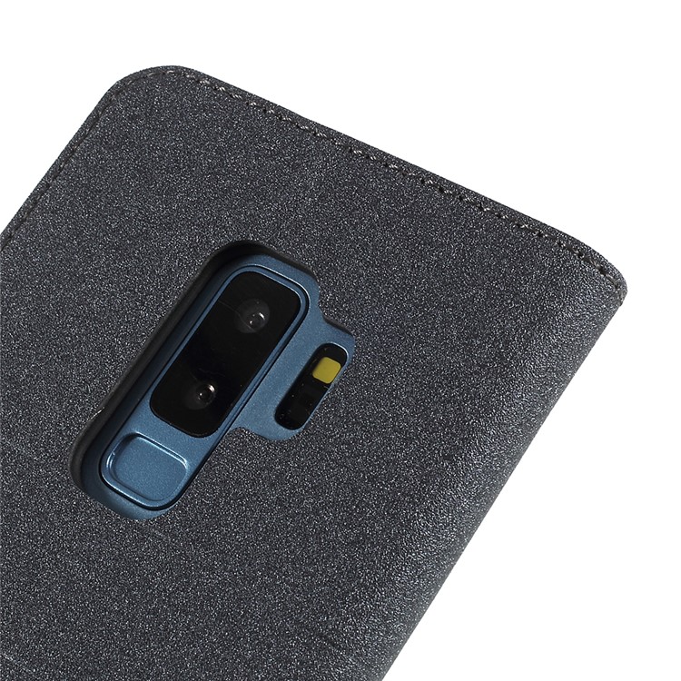 Matte Surface PU Leather Auto-absorb Card Slot Wallet Stand Mobile Phone Case for Samsung Galaxy S9+ SM-G965 - Black-5