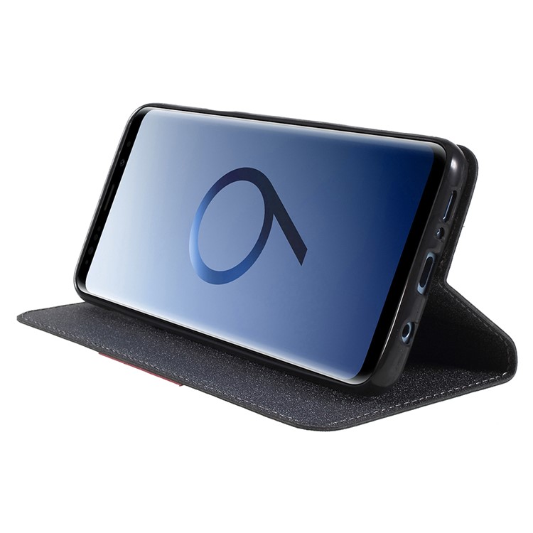 Matte Surface PU Leather Auto-absorb Card Slot Wallet Stand Mobile Phone Case for Samsung Galaxy S9+ SM-G965 - Black-6
