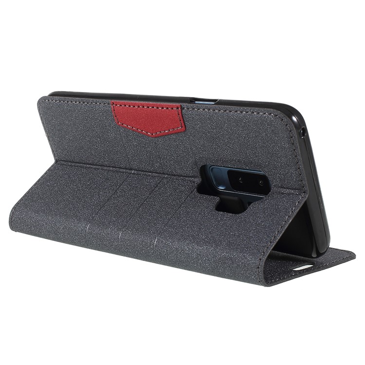 Matte Surface PU Leather Auto-absorb Card Slot Wallet Stand Mobile Phone Case for Samsung Galaxy S9+ SM-G965 - Black-7