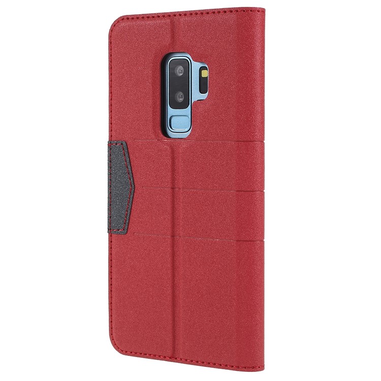 Matte Surface PU Leather Auto-absorb Card Holder Wallet Stand Mobile Phone Case for Samsung Galaxy S9+ SM-G965 - Red-3