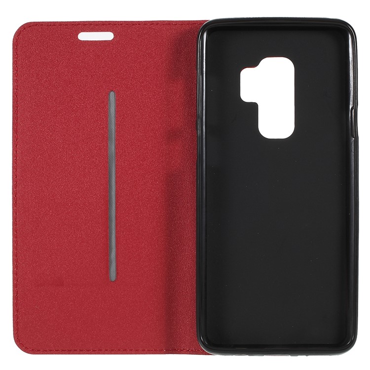 Matte Surface PU Leather Auto-absorb Card Holder Wallet Stand Mobile Phone Case for Samsung Galaxy S9+ SM-G965 - Red-7