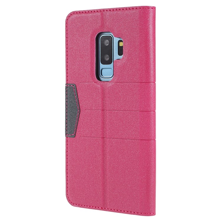 Matte Surface PU Leather Auto-absorb Card Slot Wallet Stand Mobile Phone Cover for Samsung Galaxy S9+ SM-G965 - Rose-3