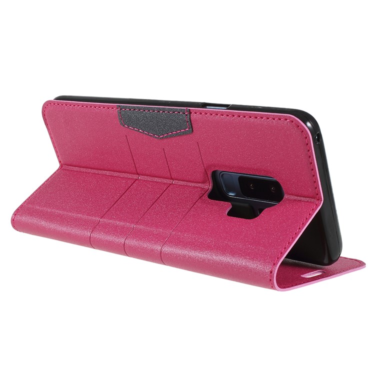 Matte Surface PU Leather Auto-absorb Card Slot Wallet Stand Mobile Phone Cover for Samsung Galaxy S9+ SM-G965 - Rose-5