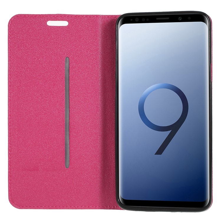 Matte Surface PU Leather Auto-absorb Card Slot Wallet Stand Mobile Phone Cover for Samsung Galaxy S9+ SM-G965 - Rose-6