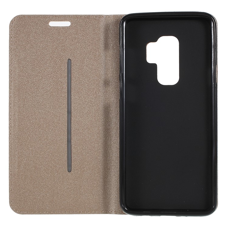 Matte Surface PU Leather Auto-absorb Card Slot Wallet Stand Mobile Phone Casing for Samsung Galaxy S9+ SM-G965 - Gold-7