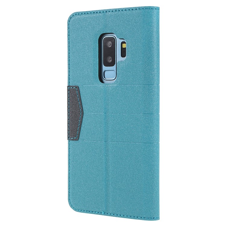 Matte Surface PU Leather Auto-absorb Card Slot Wallet Stand Case for Samsung Galaxy S9+ SM-G965 - Baby Blue-3