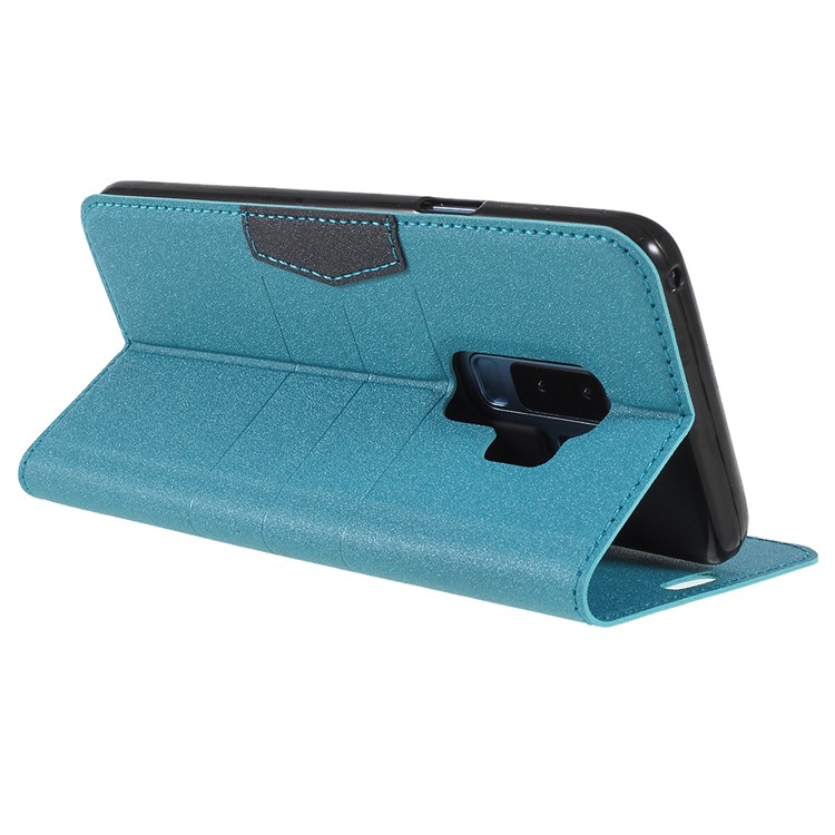 Matte Surface PU Leather Auto-absorb Card Slot Wallet Stand Case for Samsung Galaxy S9+ SM-G965 - Baby Blue-5