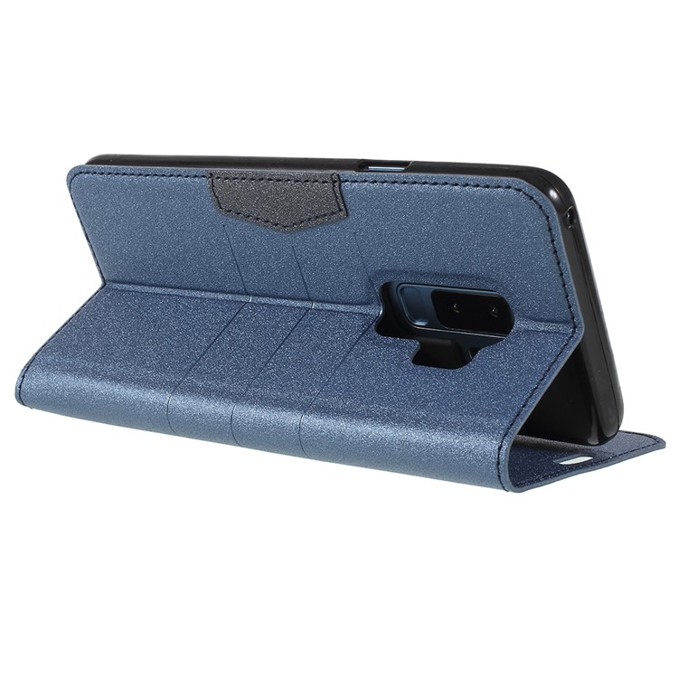 Matte Surface PU Leather Auto-absorb Card Slot Wallet Stand Protective Case for Samsung Galaxy S9 Plus SM-G965 - Dark Blue-5