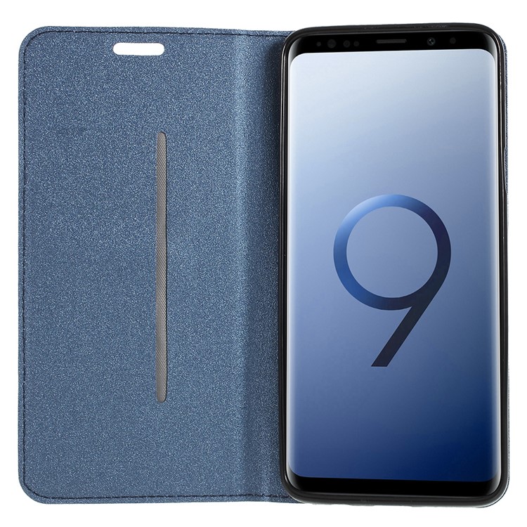 Matte Surface PU Leather Auto-absorb Card Slot Wallet Stand Protective Case for Samsung Galaxy S9 Plus SM-G965 - Dark Blue-6