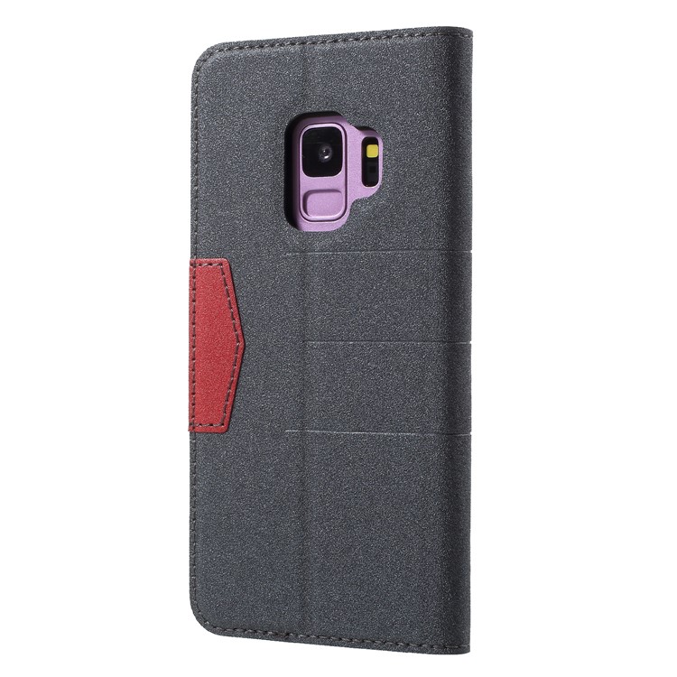PU Leather Matte Surface Auto-absorb Card Holder Wallet Stand Mobile Phone Case for Samsung Galaxy S9 G960 - Black-2