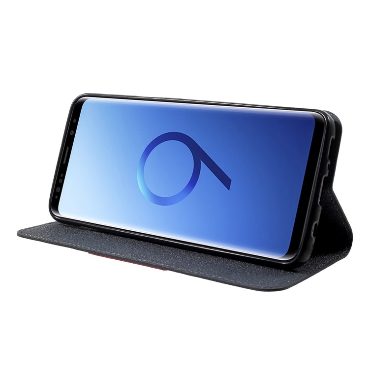 PU Leather Matte Surface Auto-absorb Card Holder Wallet Stand Mobile Phone Case for Samsung Galaxy S9 G960 - Black-4