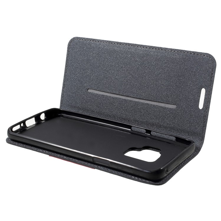 PU Leather Matte Surface Auto-absorb Card Holder Wallet Stand Mobile Phone Case for Samsung Galaxy S9 G960 - Black-9