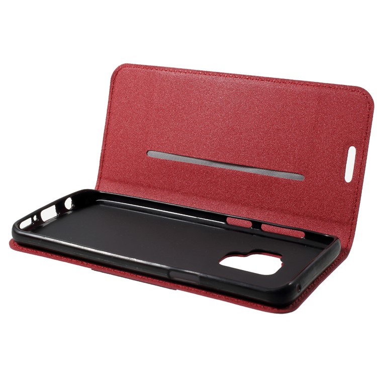PU Leather Matte Surface Auto-absorb Card Holder Wallet Stand Flip Casing for Samsung Galaxy S9 G960 - Red-6