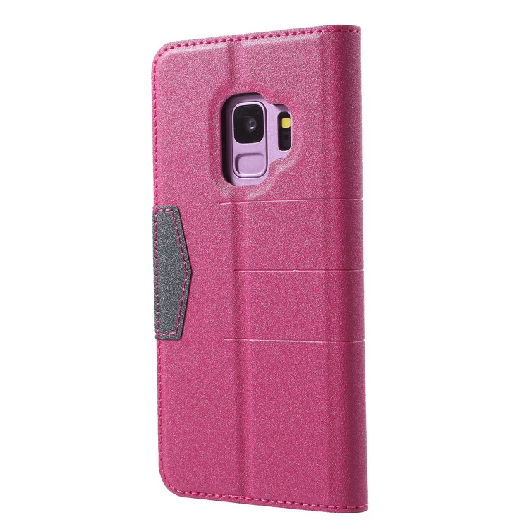 PU Leather Frosted Surface Auto-absorb Card Holder Stand Wallet Folio Cover for Samsung Galaxy S9 G960 - Rose-2